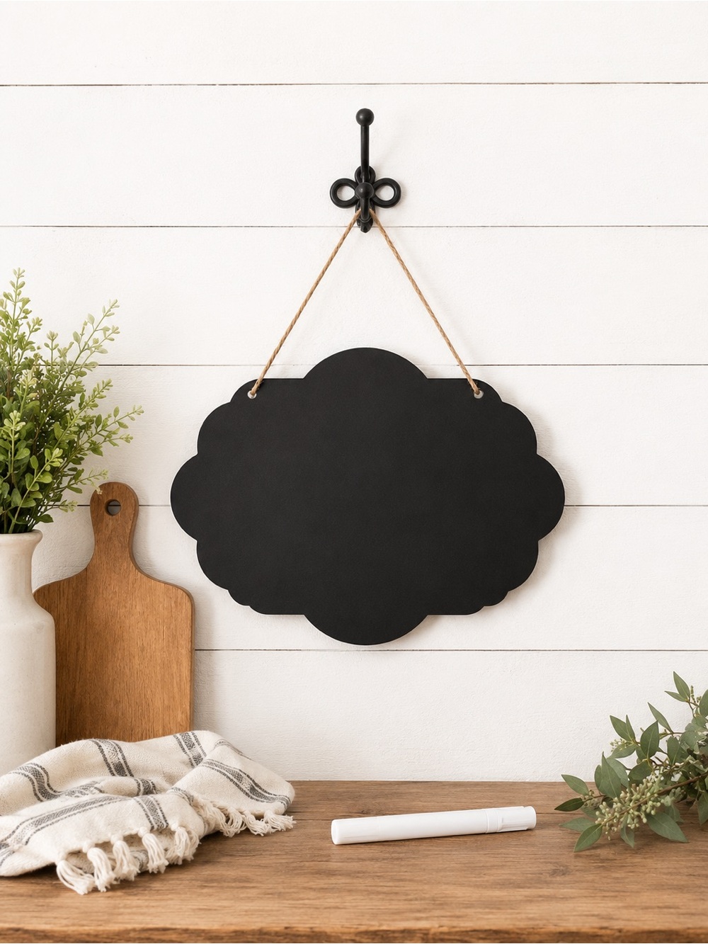 Rustic Hanging Chalkboard Sign Set 11.75” Farmhouse Memo Board Twine and Pen NWT